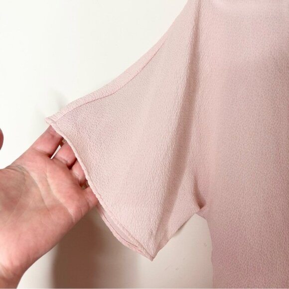 ARITZIA Wilfred Macee Blouse Top Cropped Peplum Short Sleeve Pale Pink XXS - Picture 10 of 16
